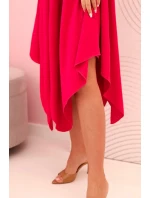 Dámské šaty na ramínkách rozšířené s asymetrickým lemem fuchsie Dámské šaty na ramínkách rozšířené s asymetrickým lemem fuchsie