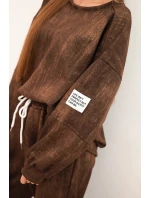 Dámská oversize souprava z viskózy s efektem vyblednutí hnědá