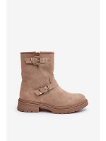 Dámské Boty Na Plochém Podpatku S Kroužky Bežové Bliggore