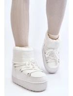 Dámské bílé zimní boty s vázáním Toolsa