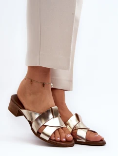 Zazoo 40236 Kožené dámské klínky na nízkém podpatku zlaté