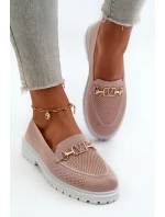 Dámské Mokasíny Na Ploché Podrážce S Zlatým Detailom Růžové Limentia Dámské Mokasíny Na Ploché Podrážce S Zlatým Detailom Růžové Limentia