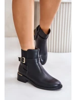 Dámské chelsea boty na nízkém podpatku eko kůže černé Zinlora