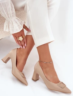 Lodičky Na Podpatku S Dekorativní Přezkou Nude Seriva