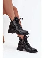 Lakované zateplené dámské boty na platformě Vinceza 58602 černé