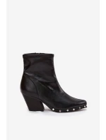 Dámské kožené boty na podpatku černé Abrielle Dámské kožené boty na podpatku černé Abrielle