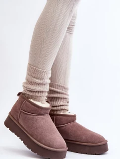 Módní semišové nízké sněhule Khaki Nucca