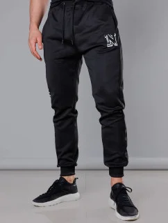 Černé pánské teplákové kalhoty s potiskem (8K178-3)