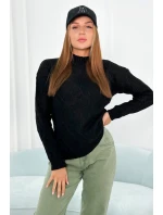 Svetr s dekorativní vazbou černý