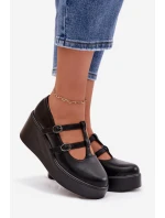 Dámské polobotky na platformě s pásky Černé Jesivelle