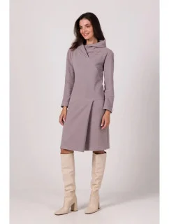 Midi šaty s vysokým límcem B270  šedé - BeWear