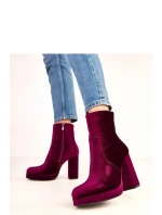 Dámské kotníkové boty na podpatku RQ481 Vínová - BESTELLE