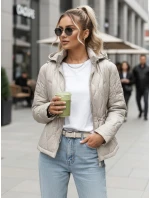 Dámská prošívaná bunda s kapucí světle šedá FashionStreet TY5535