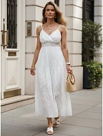 Bavlněné prolamované maxi šaty bez ramínek bílé FashionStreet EY2679 Bavlněné prolamované maxi šaty bez ramínek bílé FashionStreet EY2679