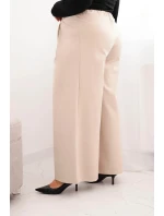 Dámské kalhoty Plus Size s širokými nohavicemi a plisováním béžové