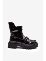 Dámské lakové boty na zip D&A MR870-94 černé Dámské lakové boty na zip D&A MR870-94 černé