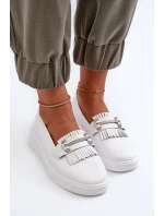 Lehké dámské kozačky z kůže na platformě bílé S.Barski LR590