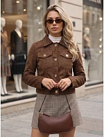 Dámská semišová bunda s drukami, hnědá, FashionStreet TY5879 Dámská semišová bunda s drukami, hnědá, FashionStreet TY5879
