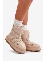 Dámské Sněhule Na Platformě S Šněrováním Světle Béžové Riaviana