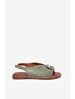 Ploché sandály se zdobením zelené Haliones Ploché sandály se zdobením zelené Haliones