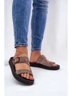 Dámské Semišové Pantofle Na Platformě Hnědé Zazoo 3024 Dámské Semišové Pantofle Na Platformě Hnědé Zazoo 3024