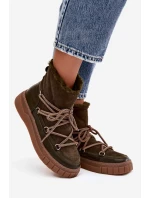 Dámské sněhule s tkaničkami tmavě zelené Isalisse