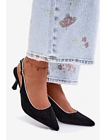 Dámské sandály na podpatku s lemovkou Černé Relmira