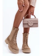 Dámské Vyšívané Kožené Boty Bežové Nicole 2836