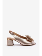 Kožené sandály s ozdobou Laura Messi 2719 Zlaté