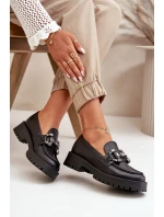 Dámské Kožené Mokasíny S Dekorací Černé CheBello 4369