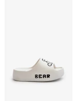 Dámské pěnové pantofle na masivní podrážce s medvídkem, bílá Lamira