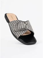 Trendy  nazouváky Czarno-biały dámské na plochém podpatku