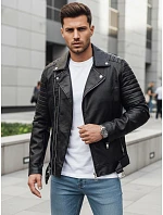 Pánská kožená bunda černá FashionStreet TX4734 Pánská kožená bunda černá FashionStreet TX4734