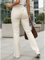 Dámské džíny s vysokým pasem ecru FashionStreet UY2912