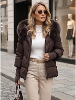 Dámská prošívaná zimní bunda s kožešinou, hnědá, FashionStreet TY5743 Dámská prošívaná zimní bunda s kožešinou, hnědá, FashionStreet TY5743