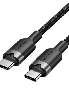 Opletený kabel USB-C na USB-C Vention 3A 480Mbps 60W PD 2m černý