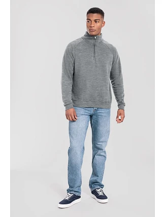 Fruit of the Loom Iconic Premium Zip Neck Sweat Těžká mikina s 1/4 zipem 16.2288 athletic heather
