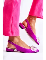 Semišové balerínky na vysokých podpatcích s zdobením tmavě růžovým Elena Semišové balerínky na vysokých podpatcích s zdobením tmavě růžovým Elena