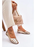 Zazoo 10009 Pohodlné Dámské Kožené Baletky Zlaté