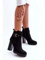 Kožené Boty Na Vysokém Podpatku Černé Liani Kožené Boty Na Vysokém Podpatku Černé Liani