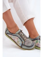 Kožené dámské polobotky s vzorem Maciejka 06784-09 zelené