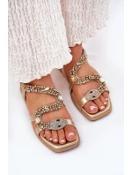 Dámské sandály se zdobením had eko kůže Artiker 56C1362 zlaté Dámské sandály se zdobením had eko kůže Artiker 56C1362 zlaté