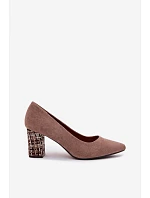 Lodičky z eko semiše Sergio Leone PB414 světle hnědé s ozdobným sloupkem