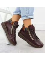 Dámské kožené traperky vínové Rieker N1305-35 Dámské kožené traperky vínové Rieker N1305-35