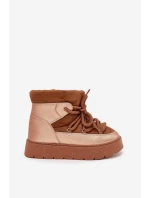 Nízké dámské sněhule s teplým kožíškem a silným šněrováním Camel Xarina Nízké dámské sněhule s teplým kožíškem a silným šněrováním Camel Xarina