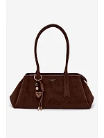 Eko semišová kabelka s přívěskem Čokoládová Nelina