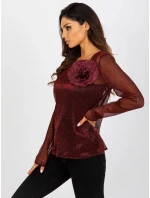 Dámská halenka s tílkem LK KMPL 506635.54P černá a červená - FPrice Dámská halenka s tílkem LK KMPL 506635.54P černá a červená - FPrice