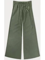 Elegantní široké dámské kalhoty v khaki barvě (33575) Elegantní široké dámské kalhoty v khaki barvě (33575)