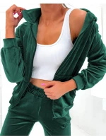Dámská tepláková souprava v lahvově zelené barvě s rozepínací mikinou (829)
