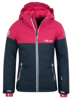 Trollkids Dívčí bunda s kapucí Hallingdal Navy blue/pink (223-114)